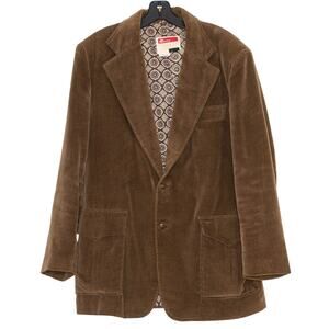 Vintage Zayre Blazer Corduroy 70s Retro Preppy Academia Mod Casual Brown 42